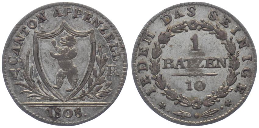 Appenzell 1 Batzen 1808 (10 Rappen)